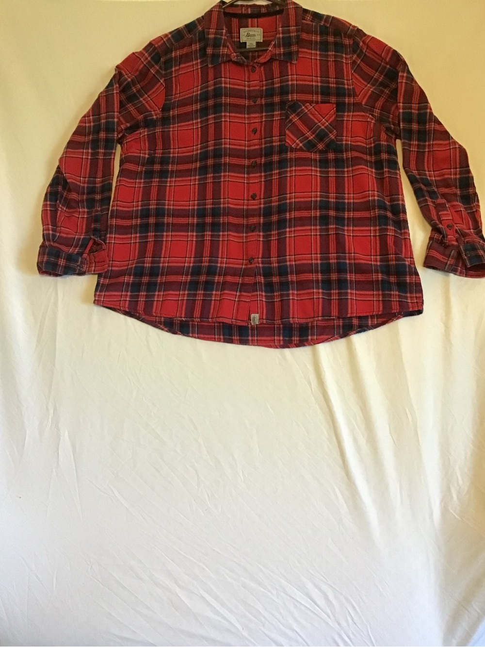 G.H. Bass & Co. Red and Navy Plaid Flannel Shirt